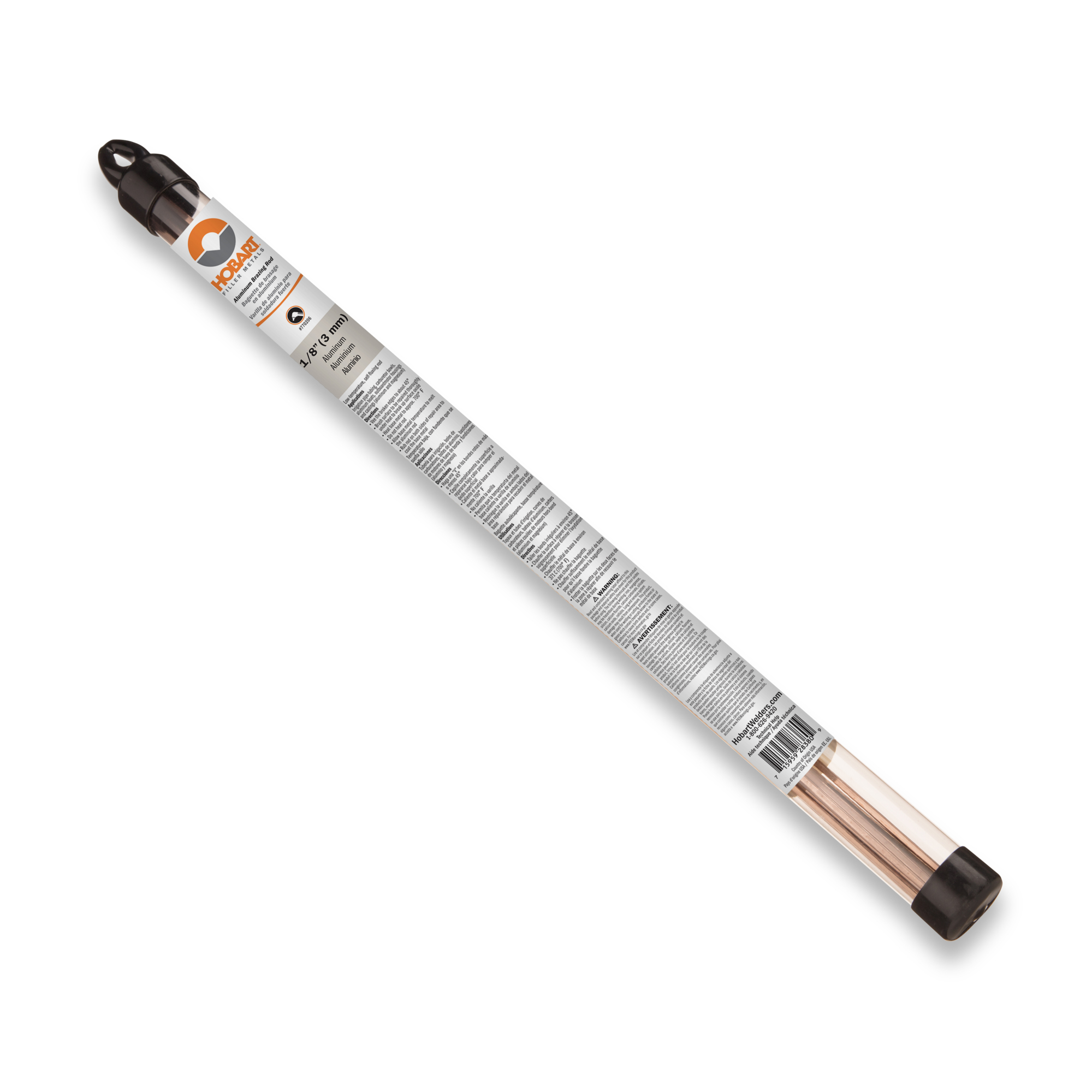 Hobart Brazing Rods, Low Temperature Aluminum, 1/8in. Dia. x 18in.L , 7-Ct. Pkg., Model# 770206